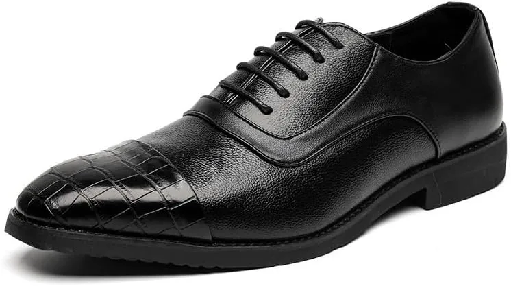 Classic Men's Leather Dress Shoes Fashion Lace Up Breathable Business Wedding Mens Oxfords Shoes Formal Tuxedo Derby Shoes