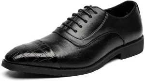 Classic Men's Leather Dress Shoes Fashion Lace Up Breathable Business Wedding Mens Oxfords Shoes Formal Tuxedo Derby Shoes