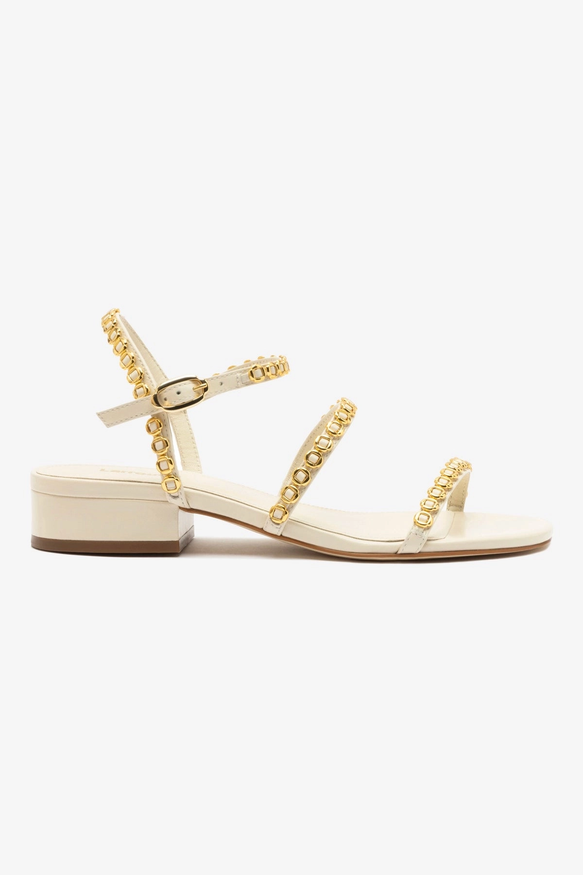 Milanina Flat Sandal In Ivory Leather Flower Path