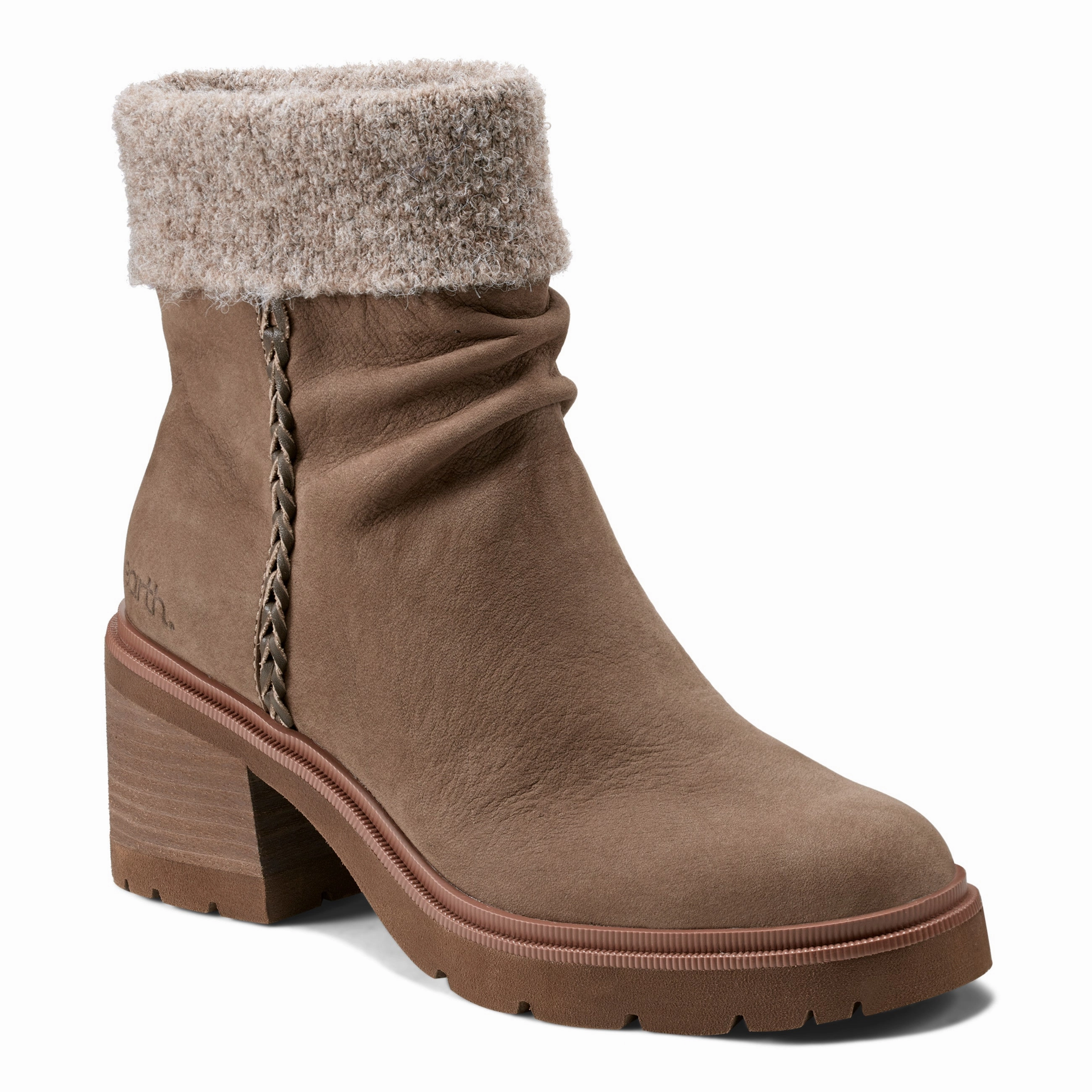 Lace Closure Gresa Waterproof Block Heel Round Toe Casual Booties