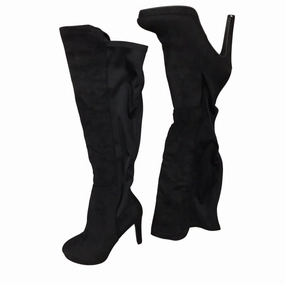 Feather Light Morning Walk Boots Knee Heels By Fashion Nova In Black, Size: 11