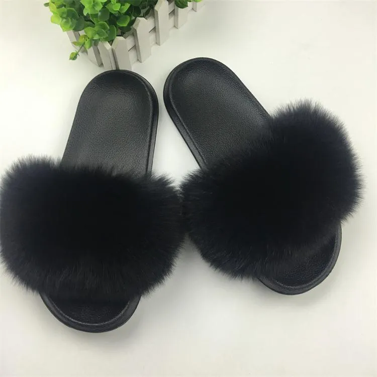 Comfort Furry Summer Flats Hot Fur Slippers