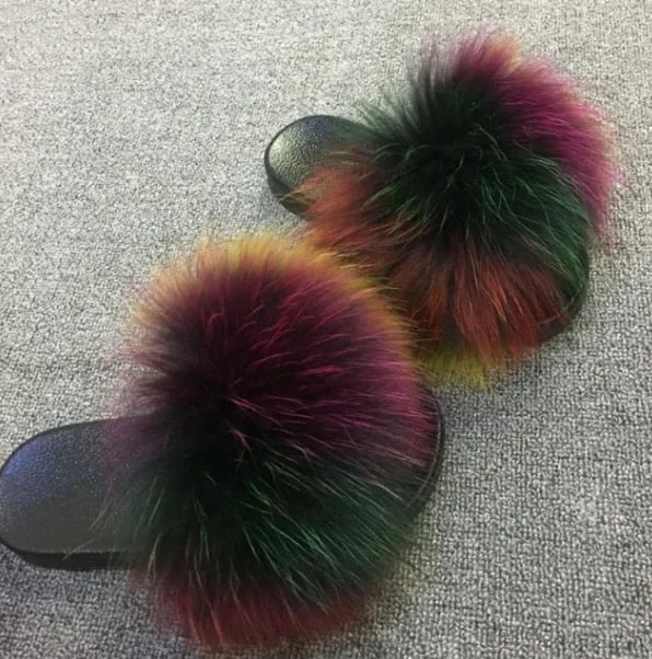 Comfort Furry Summer Flats Hot Fur Slippers
