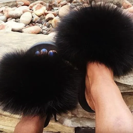 Comfort Furry Summer Flats Hot Fur Slippers