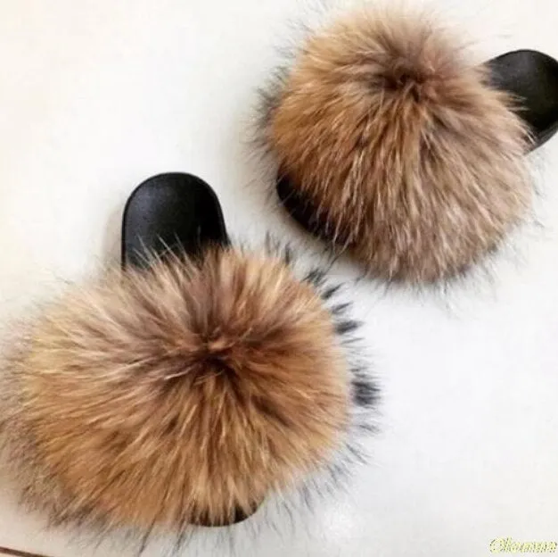 Comfort Furry Summer Flats Hot Fur Slippers