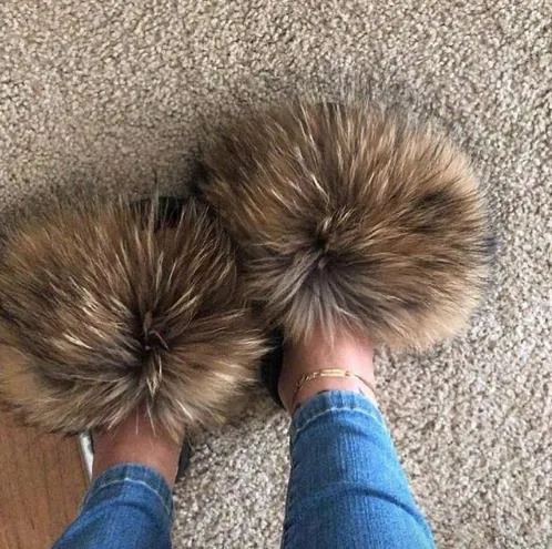 Comfort Furry Summer Flats Hot Fur Slippers