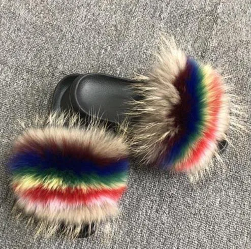 Comfort Furry Summer Flats Hot Fur Slippers