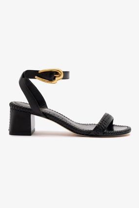 Comfort and Style Sandals Verona Block Sandal In Black Leather Morning Light