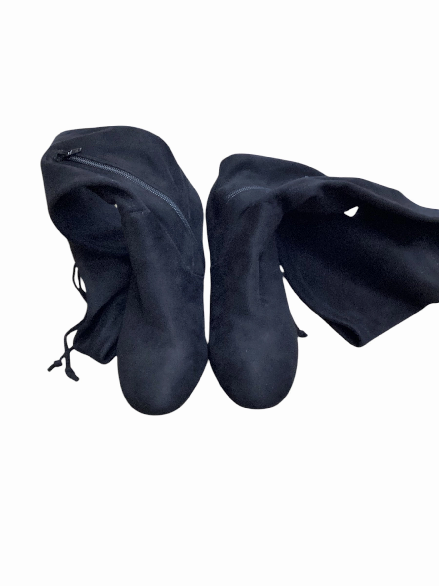 Boots Knee Heels By Kelly And Katie In Black, Size: 8 Cushioned Step Windy Weather