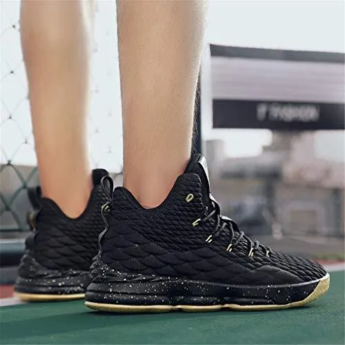 Conkafoe 35-47 Mens Basketball Shoes Couple Breathable Retro Sneakers Women Authentic Zapatillas Hombre Deportiva Shoes Black Gold, 5 M US WOMEN / 4 M US MEN