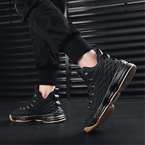 Conkafoe 35-47 Mens Basketball Shoes Couple Breathable Retro Sneakers Women Authentic Zapatillas Hombre Deportiva Shoes Black Gold, 5 M US WOMEN / 4 M US MEN