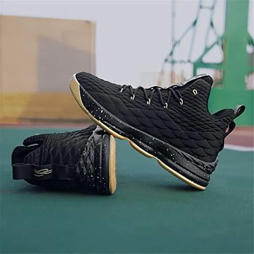 Conkafoe 35-47 Mens Basketball Shoes Couple Breathable Retro Sneakers Women Authentic Zapatillas Hombre Deportiva Shoes Black Gold, 5 M US WOMEN / 4 M US MEN