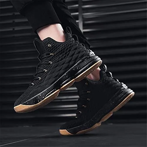 Conkafoe 35-47 Mens Basketball Shoes Couple Breathable Retro Sneakers Women Authentic Zapatillas Hombre Deportiva Shoes Black Gold, 5 M US WOMEN / 4 M US MEN