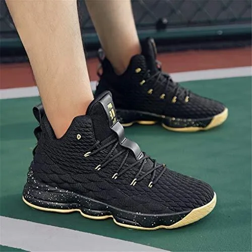 Conkafoe 35-47 Mens Basketball Shoes Couple Breathable Retro Sneakers Women Authentic Zapatillas Hombre Deportiva Shoes Black Gold, 5 M US WOMEN / 4 M US MEN