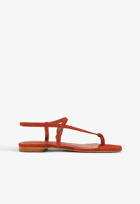 Cold Safe Lisa Red Suede Flat Sandal