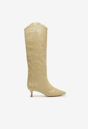 Maryana Lo Crocodile-Embossed Leather Boot Enhanced grip