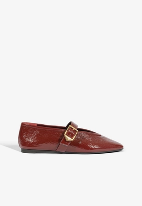 Courtney Buckle Patent Flat Comfort Wedge Greek Ease