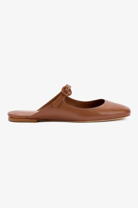 Slip-Free Shoes Blair Flat Mule In Caramel Leather