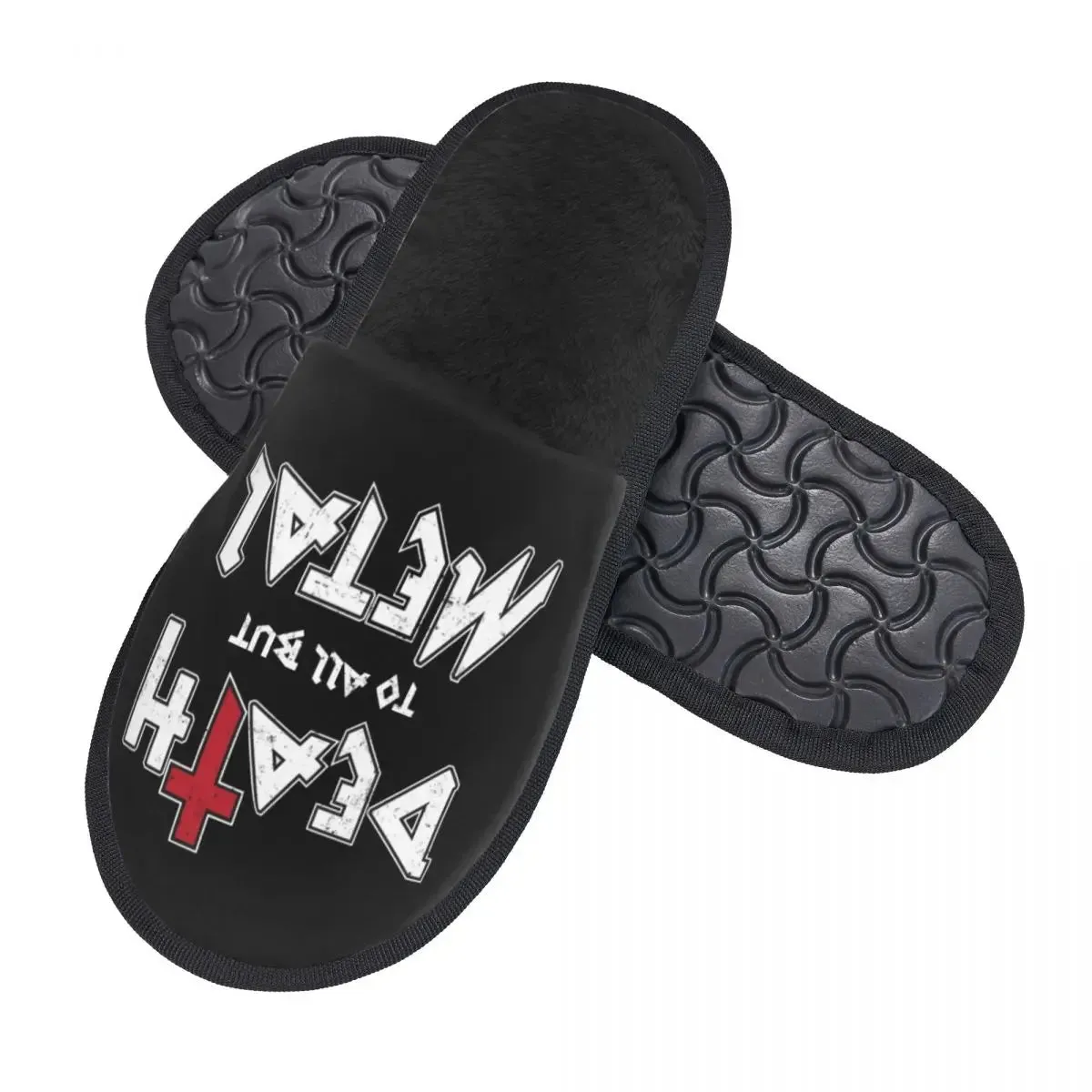 Custom Death To All But Metal Rock Gift House Slippers – Soft Memory Foam Shoes, Comfy Warm, Anti-skid Sole