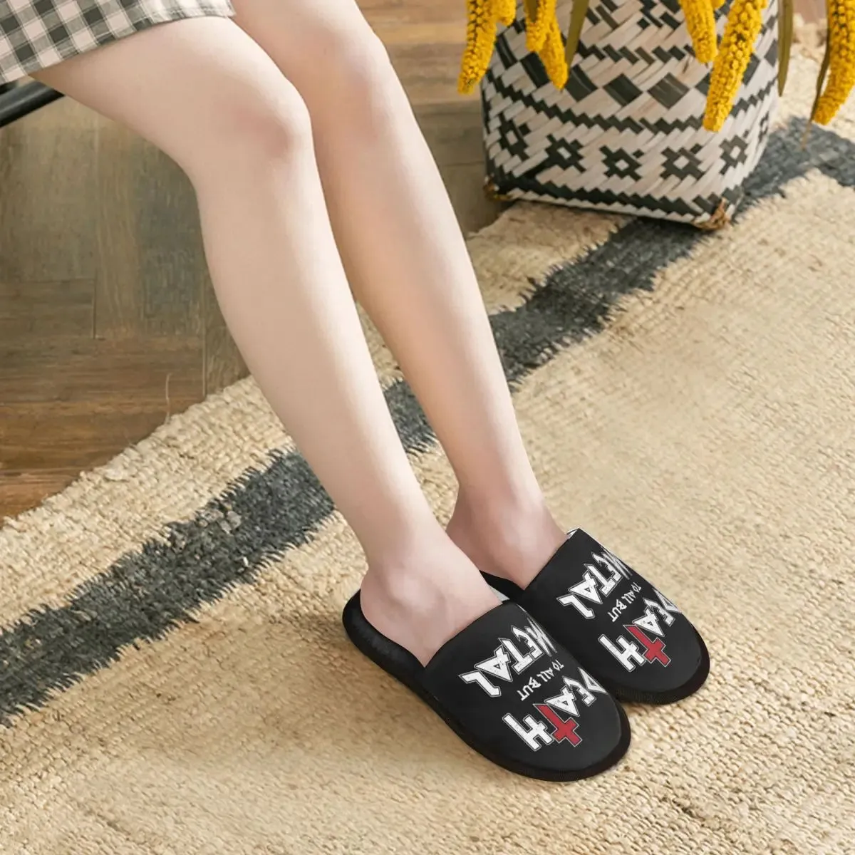 Custom Death To All But Metal Rock Gift House Slippers – Soft Memory Foam Shoes, Comfy Warm, Anti-skid Sole