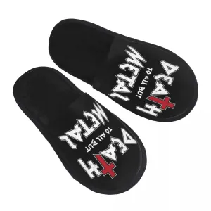 Custom Death To All But Metal Rock Gift House Slippers – Soft Memory Foam Shoes, Comfy Warm, Anti-skid Sole