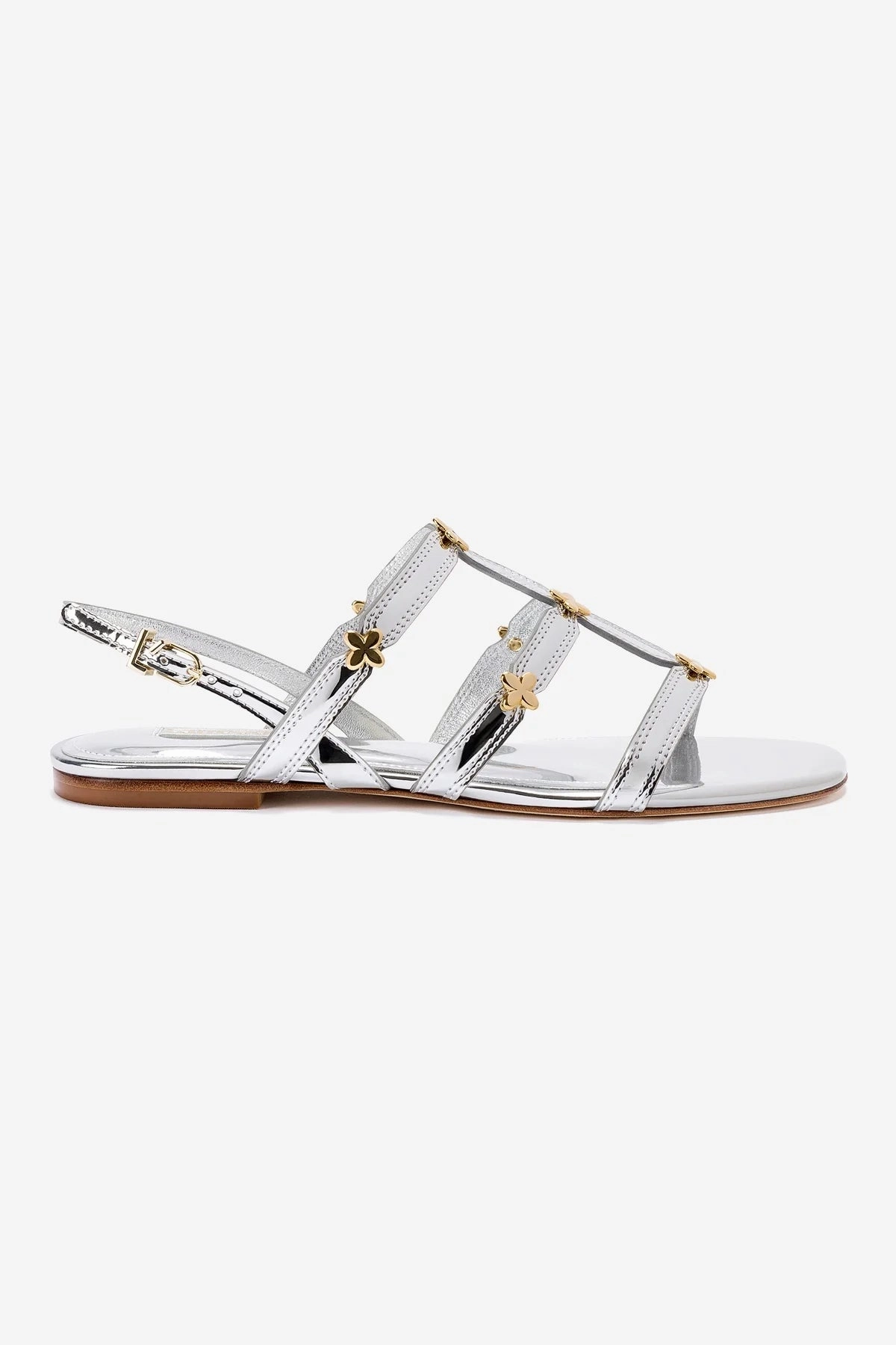 Harmony Flat Sandal In Silver Specchio Street Calm Gym Step
