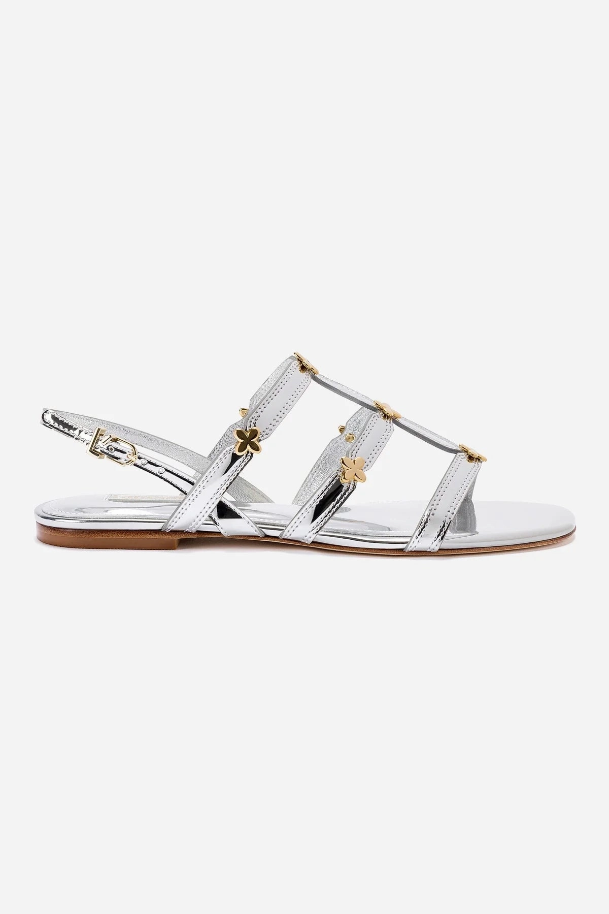 Harmony Flat Sandal In Silver Specchio Lightweight Fit simple design