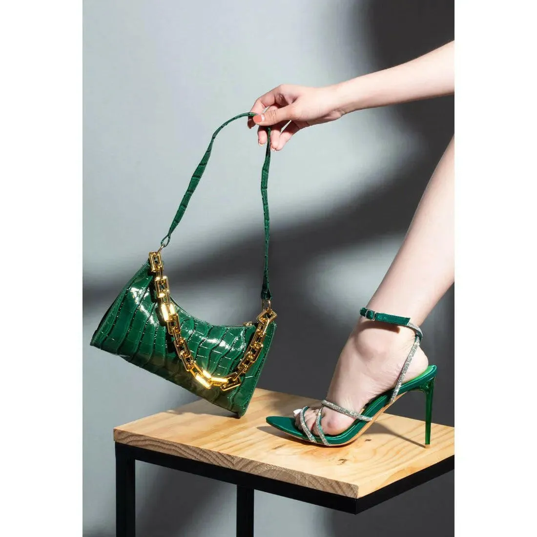 Dare Me Rhinestone Embellished Stiletto Sandals