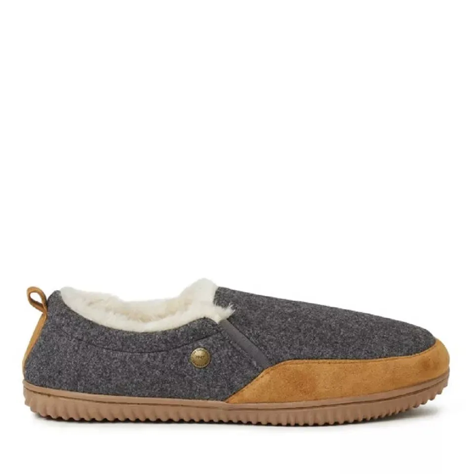 Dearfoams Men's Alpine Zurich Closed Back Slipper, Grey Heather