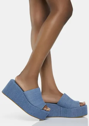 Denim Moving Forward Platform Sandals