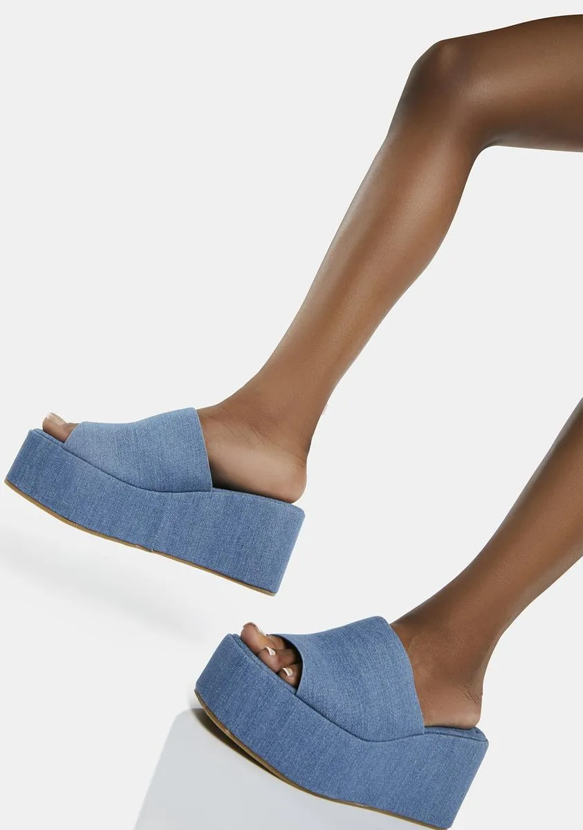 Denim Moving Forward Platform Sandals