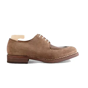 Derby Blucher Beige Suede Leather Men Shoes