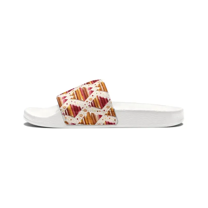 Dipaliz Slide Sandals for Men Vibrant Geometric Pattern