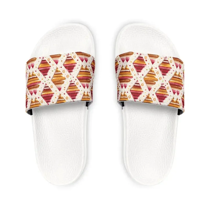 Dipaliz Slide Sandals for Men Vibrant Geometric Pattern