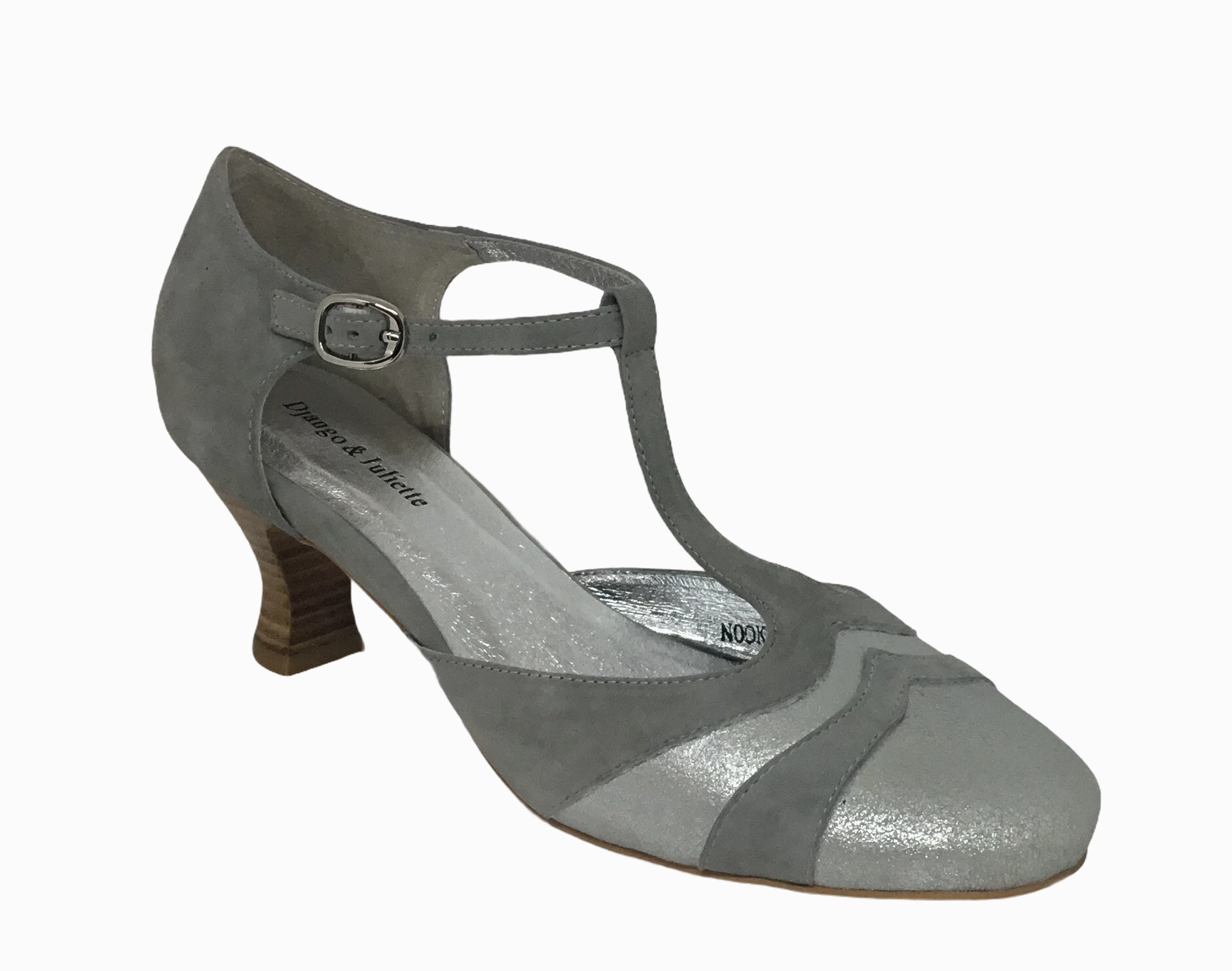 Formal Event Feminine Spark Django & Juliette Nookie Silver Dust Leather heel