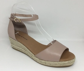 Work Guard Django & Juliette Skip Rose Leather Espadrille Wedge