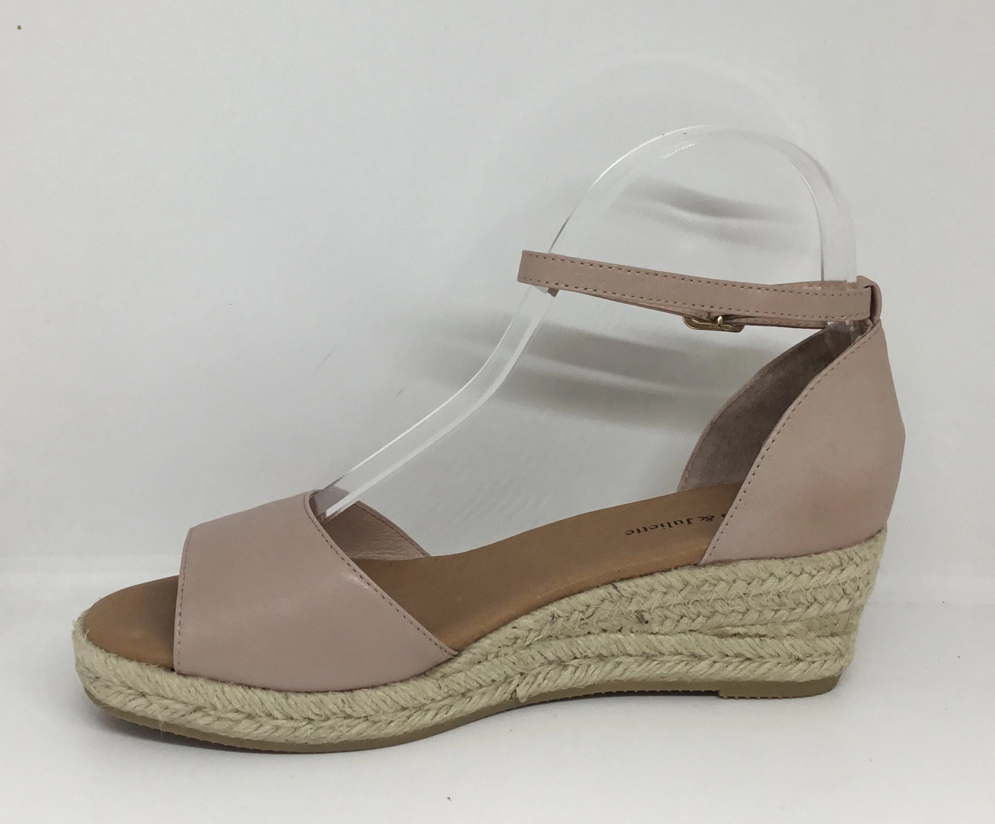 Django & Juliette Skip Rose Leather Espadrille Wedge Brunch Glam Stylish Dress Shoes