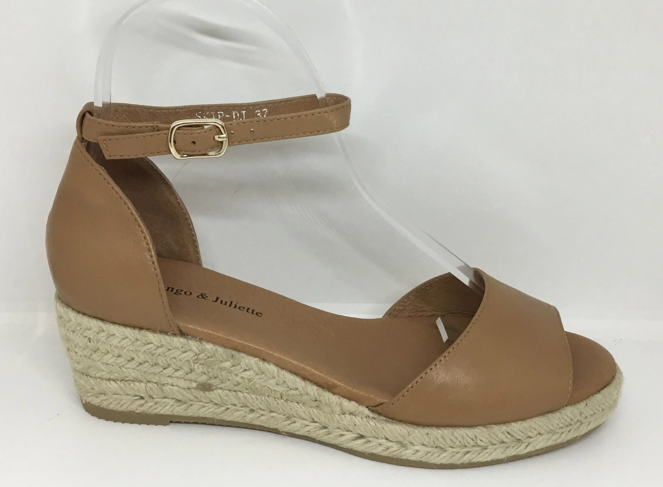 Chic Vibe Django & Juliette Skip Tan Leather Espadrille Wedge