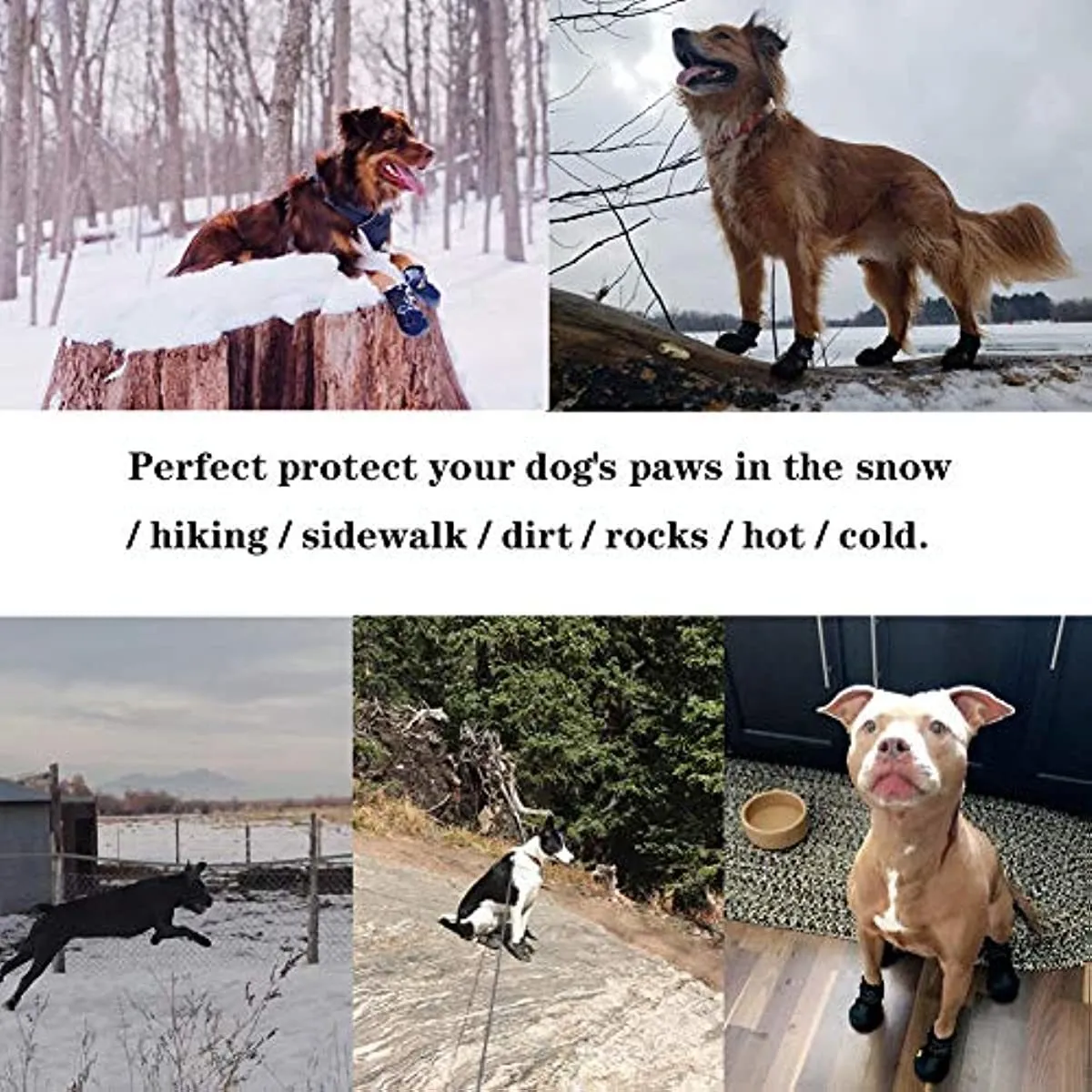 Dog Boots; Waterproof Dog Shoes; Dog Booties with Reflective Rugged Anti-Slip Sole and Skid-Proof; Outdoor Dog Shoes for Medium Dogs 4Pcs