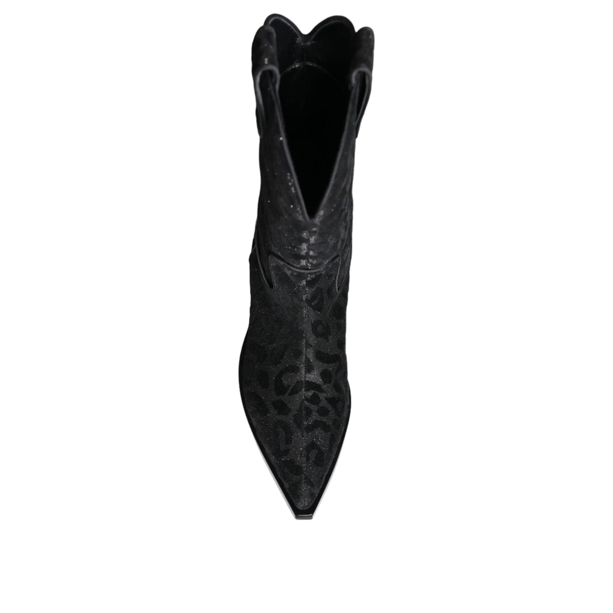 Dolce & Gabbana Black Gray Leopard Cowboy Boots Shoes