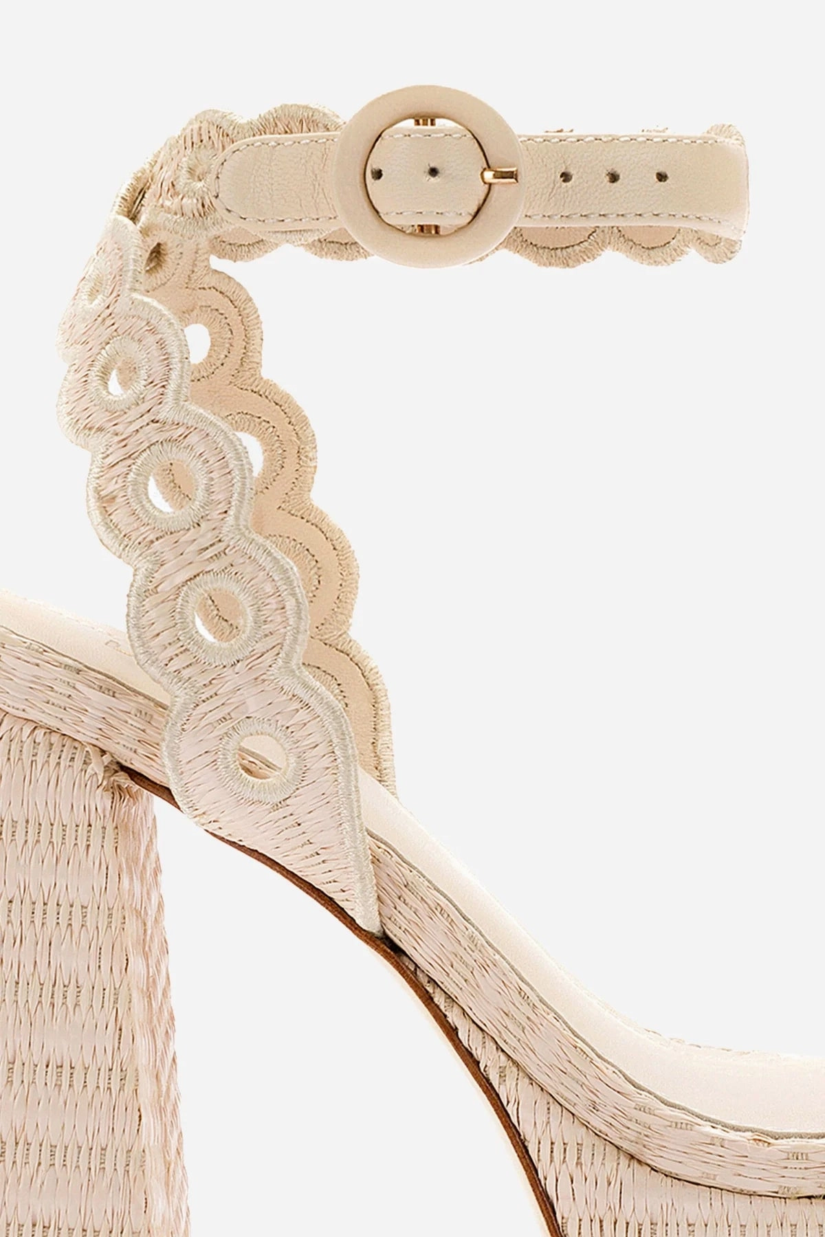 Work Light Dolly Broderie Sandal In Natural Raffia Grip-Tread Outsole