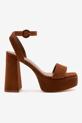 City Style Dolly Sandal In Burnt Umber Suede Day Light