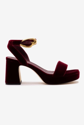 Dolly Verona Low Sandal In Wine Velvet All-Weather Footwear Elastic