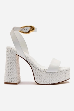 Dolly Verona Sandal In White Leather and White Raffia Memory Foam Cushioning Comfortable Beach Footwear