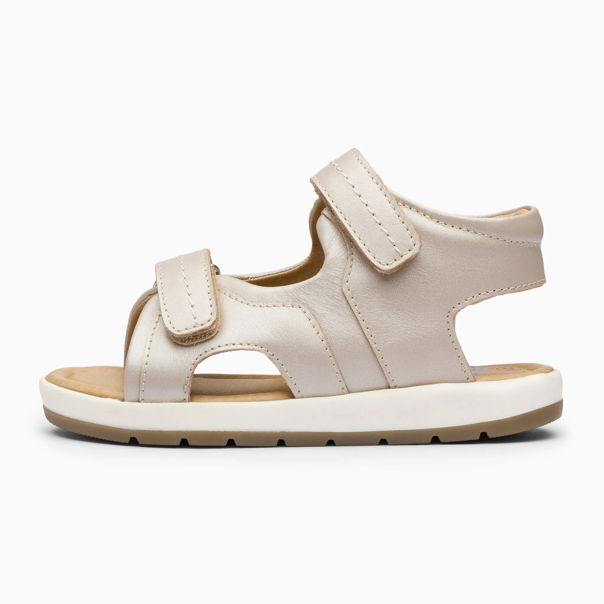 Double Strap Kids Leather Sandals - White Haze