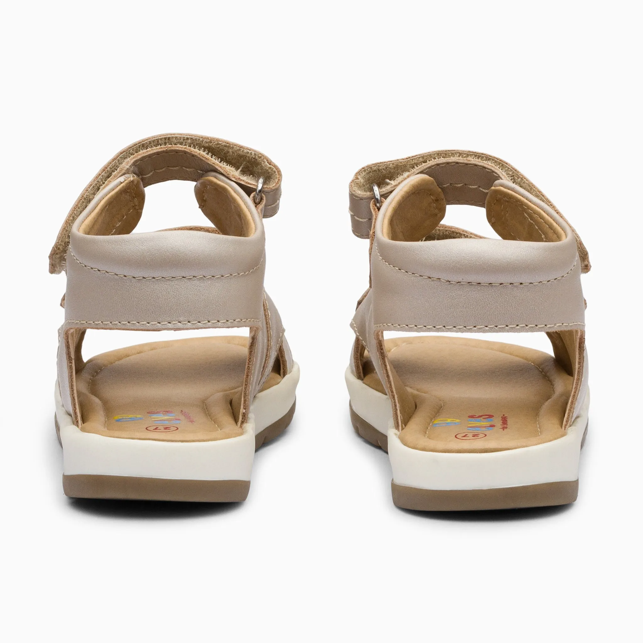 Double Strap Kids Leather Sandals - White Haze