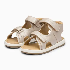 Double Strap Kids Leather Sandals - White Haze