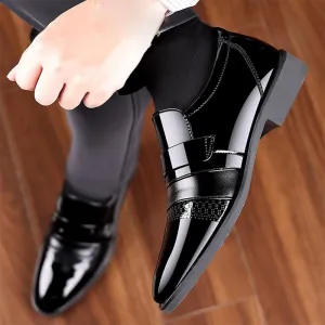 Dress Oxford for Men Slip On Leather Shoes Men Business Formal Wear Large Size Black Casual Inner Heightening Suit Breathable British Groomsmen Shoes