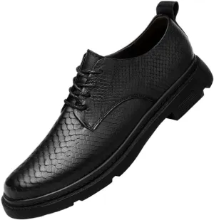 Dress Oxford Formal Shoes for Men Lace Up Round Toe Leather Cap Toe Oxford Shoes Low Top Anti-Slip Slip Resistant Block Heel Business