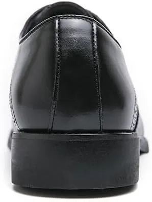 Dress Oxford Formal Shoes for Men Lace Up Square Toe Faux Leather Cap Toe Plaid Derby Shoes Low Top Rubber Sole Resistant Non Slip Block Heel Party